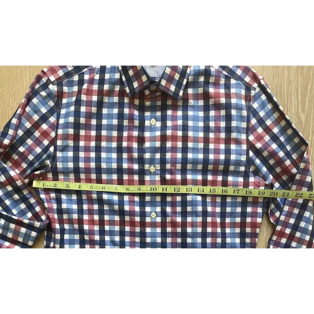 Banana Republic Grant Fit Plaid Button Down Shirt Men’s M Red Navy Cotton